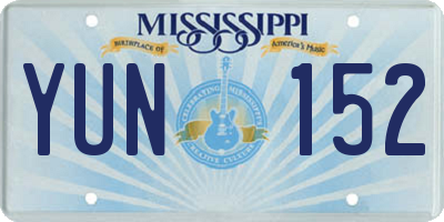 MS license plate YUN152