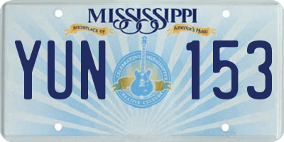MS license plate YUN153