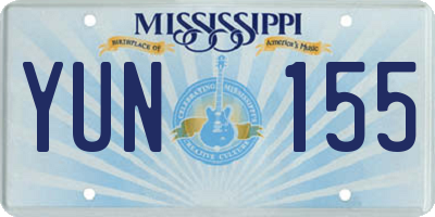MS license plate YUN155