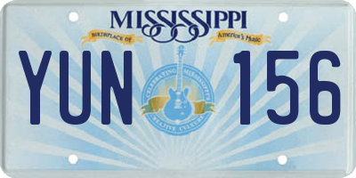 MS license plate YUN156