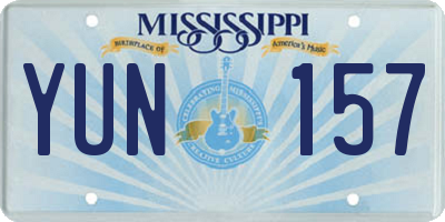 MS license plate YUN157