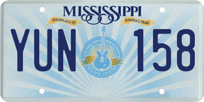 MS license plate YUN158