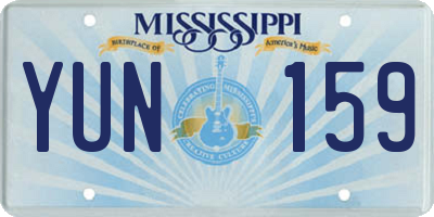 MS license plate YUN159