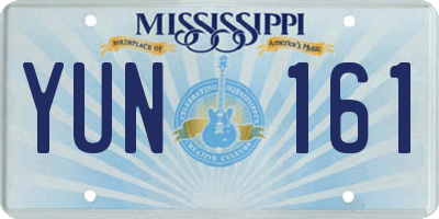 MS license plate YUN161