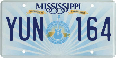 MS license plate YUN164