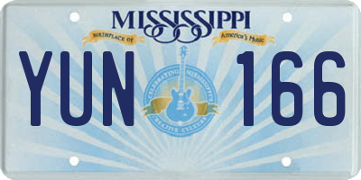 MS license plate YUN166
