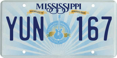 MS license plate YUN167