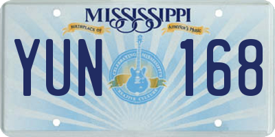 MS license plate YUN168