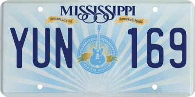 MS license plate YUN169
