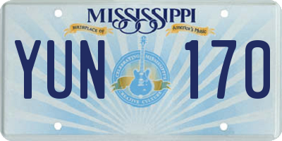 MS license plate YUN170
