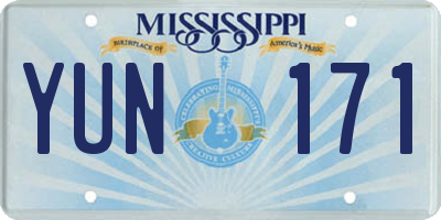 MS license plate YUN171