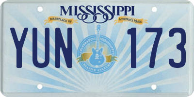 MS license plate YUN173