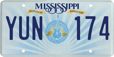 MS license plate YUN174