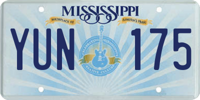 MS license plate YUN175