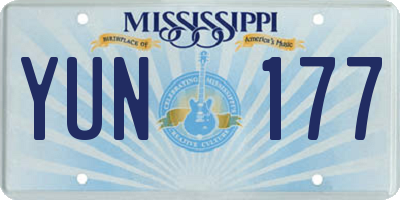 MS license plate YUN177