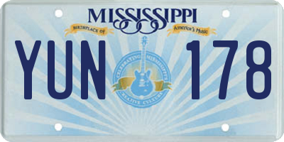 MS license plate YUN178