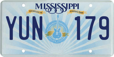 MS license plate YUN179