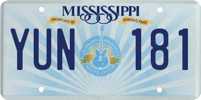MS license plate YUN181