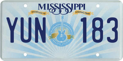 MS license plate YUN183