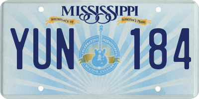 MS license plate YUN184