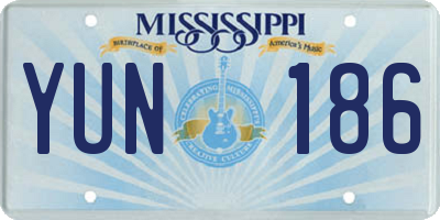 MS license plate YUN186