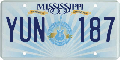 MS license plate YUN187