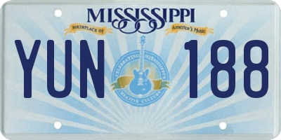 MS license plate YUN188