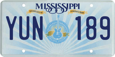 MS license plate YUN189