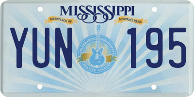 MS license plate YUN195