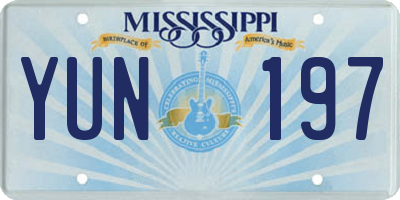 MS license plate YUN197