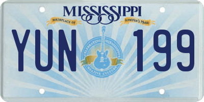 MS license plate YUN199