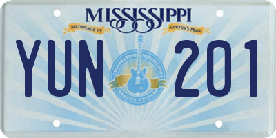 MS license plate YUN201
