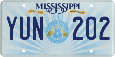 MS license plate YUN202