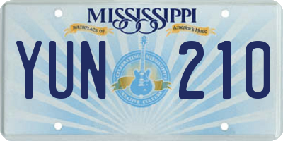 MS license plate YUN210