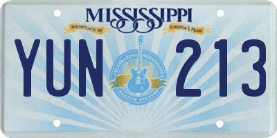 MS license plate YUN213