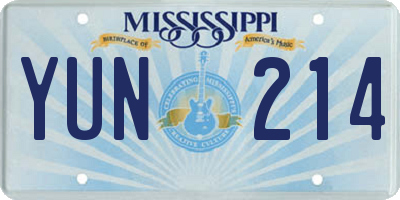 MS license plate YUN214