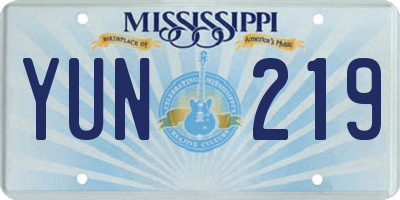 MS license plate YUN219