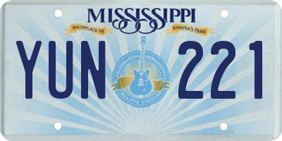 MS license plate YUN221