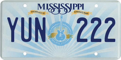 MS license plate YUN222
