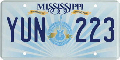 MS license plate YUN223