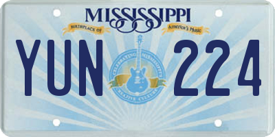 MS license plate YUN224