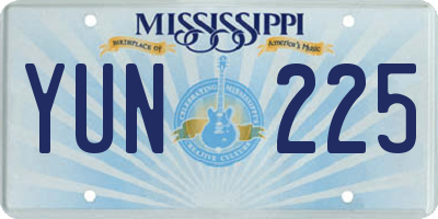 MS license plate YUN225