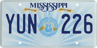 MS license plate YUN226