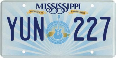 MS license plate YUN227