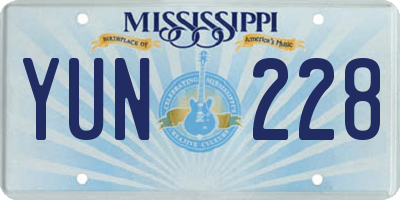 MS license plate YUN228