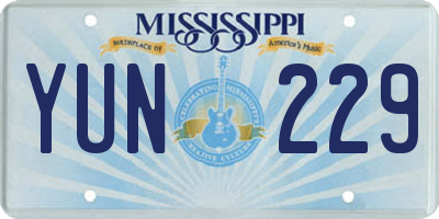 MS license plate YUN229