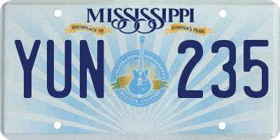 MS license plate YUN235