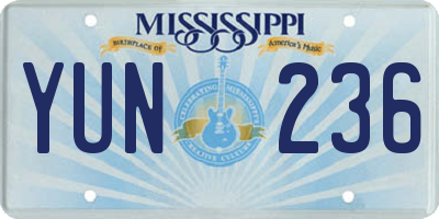 MS license plate YUN236