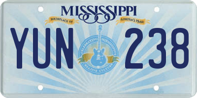 MS license plate YUN238