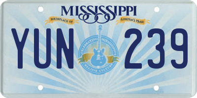 MS license plate YUN239